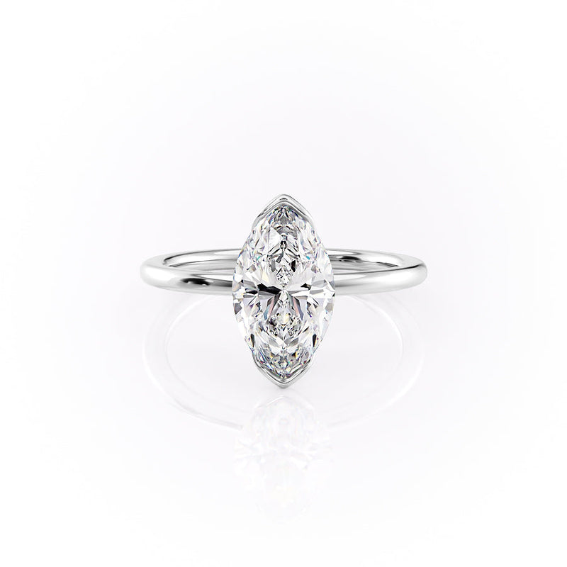 1 CT Marquise Moissanite Half Bezel solitaire Engagement Ring