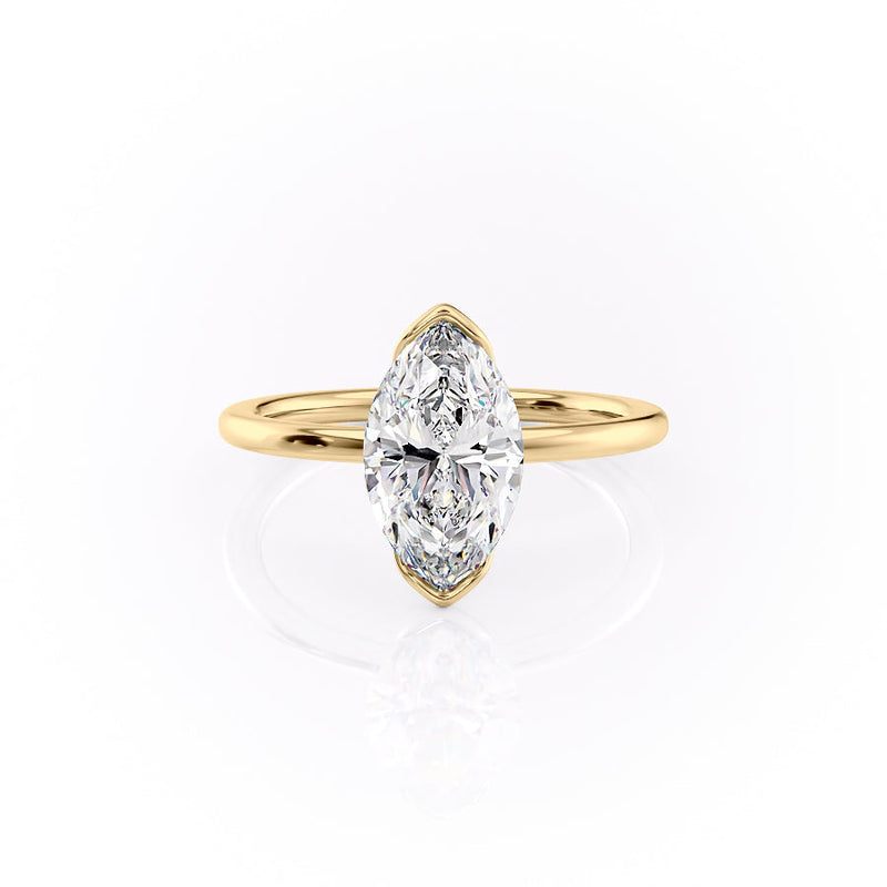1 CT Marquise Moissanite Half Bezel solitaire Engagement Ring
