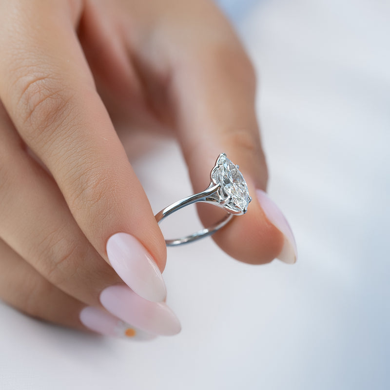 1 CT Marquise Moissanite Solitaire Ring