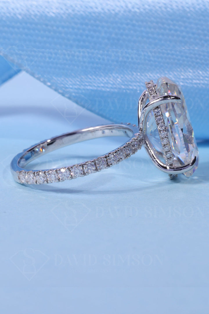 2.50 CT Oval Cut Hidden Halo Moissanite Engagement Ring