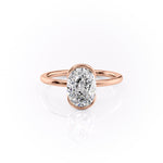 Load image into Gallery viewer, 2.5 CT Oval Cut Half Bezel Solitaire Moissanite Diamond Ring
