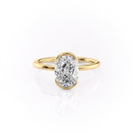 Load image into Gallery viewer, 2.5 CT Oval Cut Half Bezel Solitaire Moissanite Diamond Ring