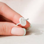 Load image into Gallery viewer, 3.50 CT Oval Cut Hidden Halo Moissanite Engagement Ring