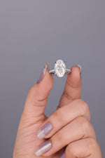 Load image into Gallery viewer, 2.50 CT Oval Cut Hidden Halo Moissanite Engagement Ring
