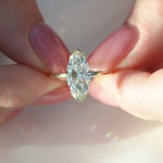 Load and play video in Gallery viewer, 1 CT Marquise Moissanite Half Bezel solitaire Engagement Ring