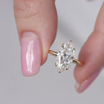 Load and play video in Gallery viewer, 2 CT Marquise Moissanite 6 Prong Engagement Ring For Her