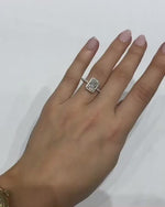Load and play video in Gallery viewer, 3.50 CT Crushed Ice Hybrid Radiant Cut Halo Moissanite Engagement Ring
