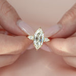 Load and play video in Gallery viewer, Unique Three Stone 2 CT Marquise Lab Grown Engagement Ring