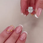 Load and play video in Gallery viewer, 3 CT Elongated Cushion Cut Moissanite Hidden Halo Engagement Ring In 18K Solid Two Tone Gold Ring