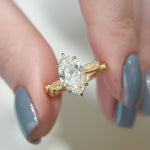 Load and play video in Gallery viewer, 2 CT Marquise Lab Grown Leaf Style Engagement Ring
