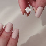 Load and play video in Gallery viewer, 2.50 CT Oval Cut Three Stone Moissanite Diamond Engagement Ring