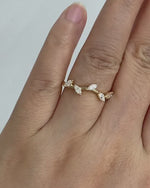 Load and play video in Gallery viewer, 2 x 4 Marquise Cut Moissanite Wedding Band Anniversary Leaf Band Gift For Her