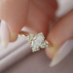 Load and play video in Gallery viewer, 2 CT Marquise Cut Moissanite Unique Cluster Diamond Engagement Ring