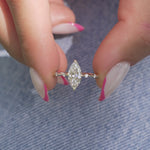 Load and play video in Gallery viewer, 3 CT Marquise Cut Moissanite Distance Pave Engagement Ring