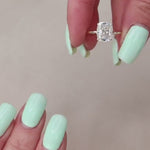 Load and play video in Gallery viewer, 2 Elongated Cushion Cut Moissanite Hidden Halo Engagement Ring
