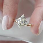 Load and play video in Gallery viewer, 2 CT Marquise Lab Grown Three Stone Engagement Ring