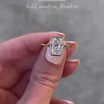 Load and play video in Gallery viewer, 3 ct Radiant Cut Solitaire Moissanite Bezel Diamond Engagement Ring