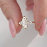 Load and play video in Gallery viewer, Marquise Three Stone Engagement Ring Lab Grown Diamond Promise Ring for Women