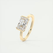 2.50 East West Radiant Half Bezel Solitaire Moissanite Engagement Ring