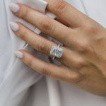 Load image into Gallery viewer, 3.50 CT Crushed Ice Hybrid Radiant Cut Halo Moissanite Engagement Ring