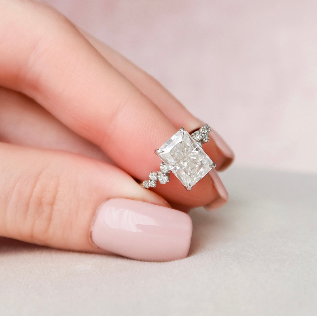 3.50 CT Radiant Cut Moissanite Unique Engagement Ring