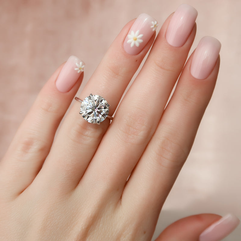 2 CT Round Cut Classic Solitaire Hidden Halo Moissanite Diamond Ring