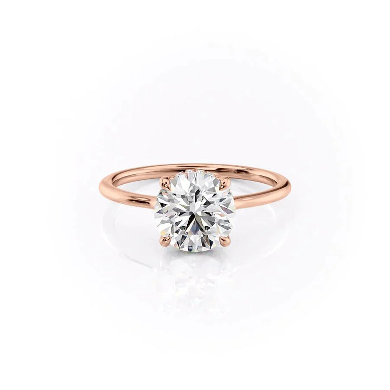 2 CT Round Cut Classic Solitaire Hidden Halo Moissanite Diamond Ring