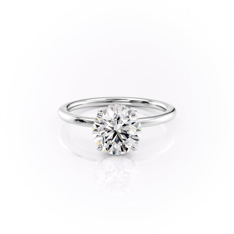 2.5 CT Round Cut Moissanite Diamond Ring With Partial Hidden Halo