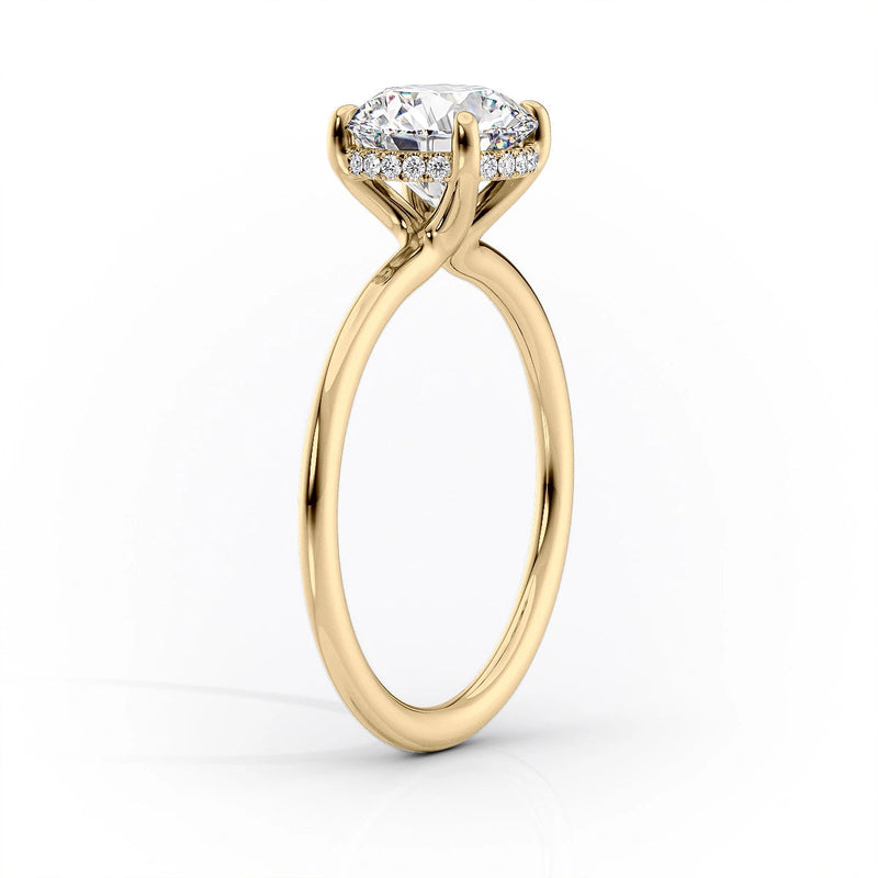 Classic 2 CT Round Cut Moissanite Engagement Ring Set With Hidden Halo
