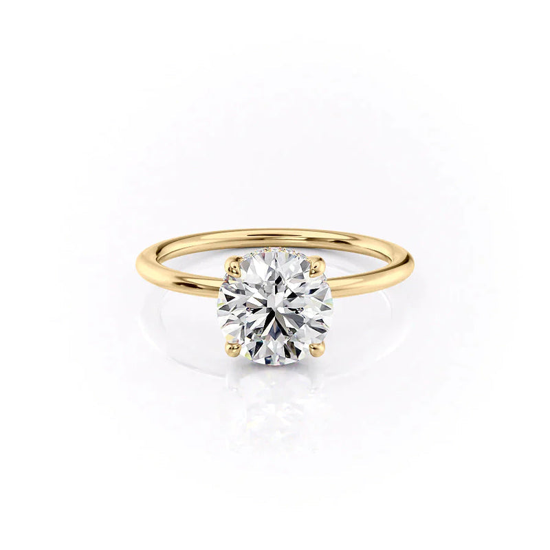 Classic 2 CT Round Cut Moissanite Engagement Ring Set With Hidden Halo