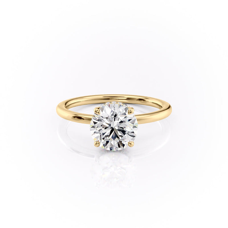 2.5 CT Round Cut Moissanite Diamond Ring With Partial Hidden Halo