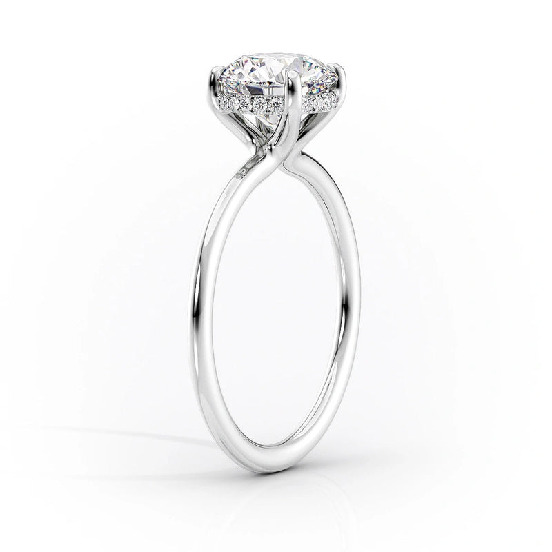 Classic 2 CT Round Cut Moissanite Engagement Ring Set With Hidden Halo