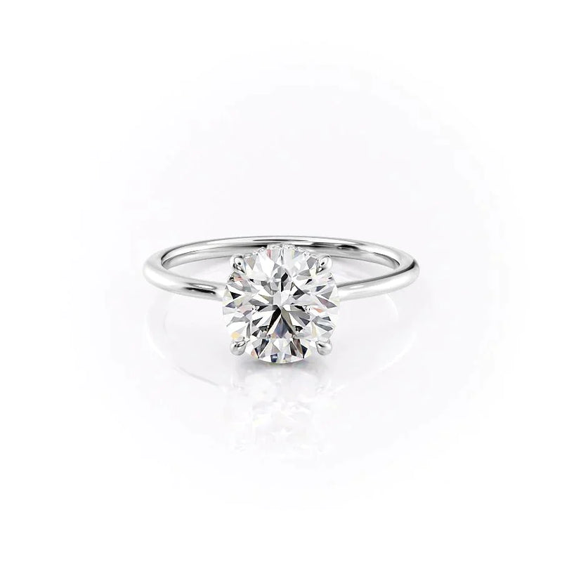 2 CT Round Cut Classic Solitaire Hidden Halo Moissanite Diamond Ring