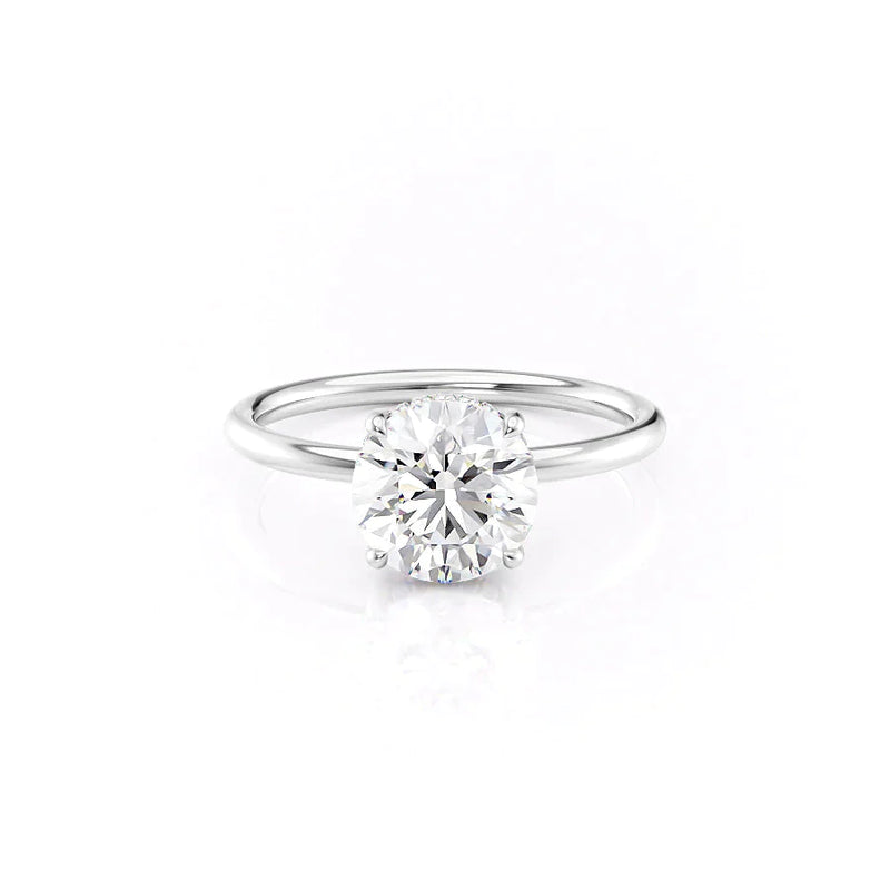 2 CT Round Cut Hidden Halo Moissanite Diamond Ring With Matching Wedding Band