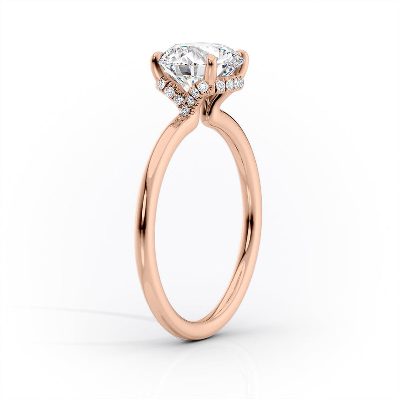 2.5 CT Round Cut Moissanite Diamond Ring With Partial Hidden Halo