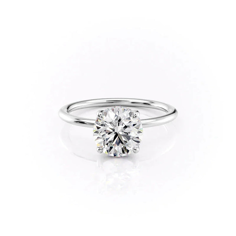 Classic 2 CT Round Cut Moissanite Engagement Ring Set With Hidden Halo