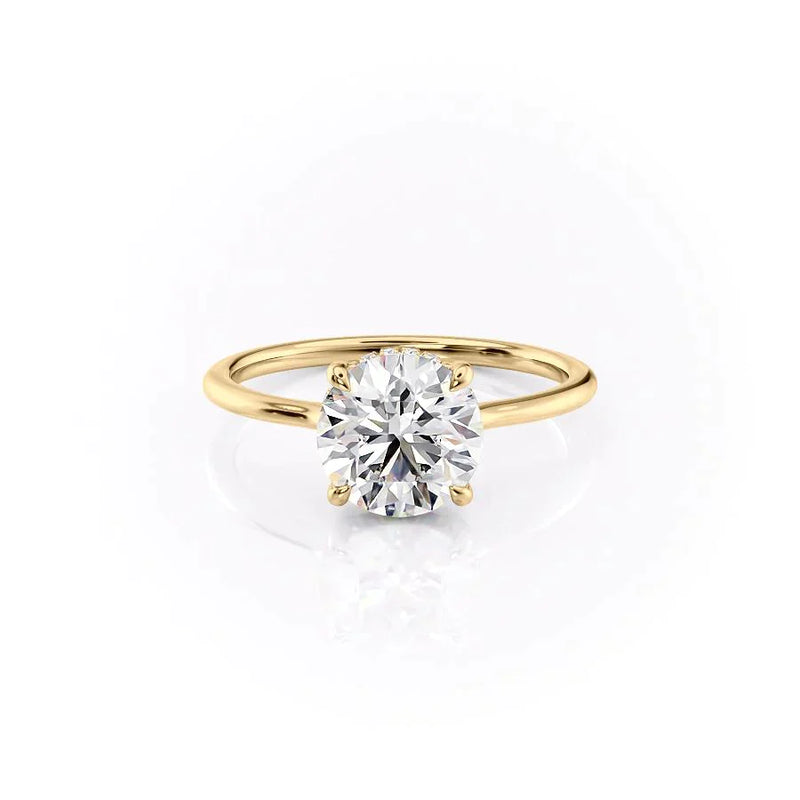 2 CT Round Cut Classic Solitaire Hidden Halo Moissanite Diamond Ring