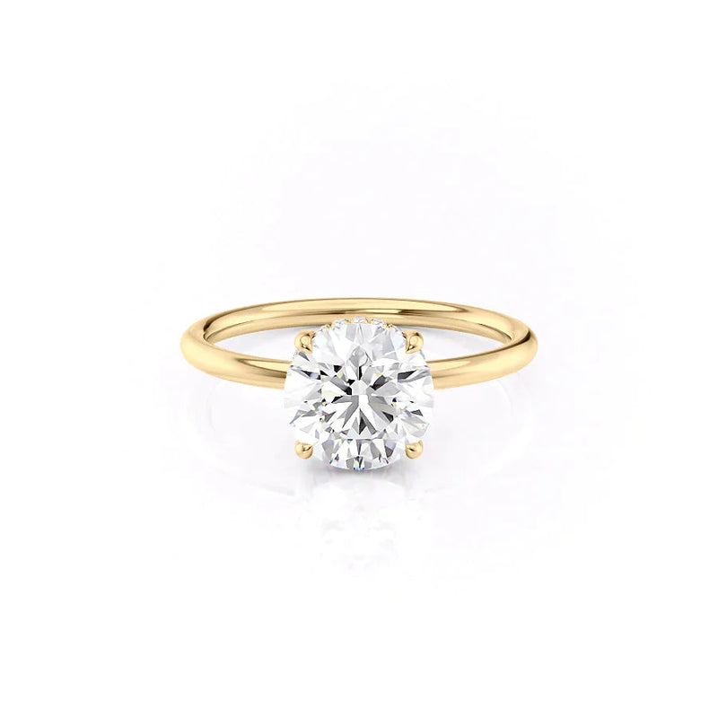 2 CT Round Cut Hidden Halo Moissanite Diamond Ring With Matching Wedding Band