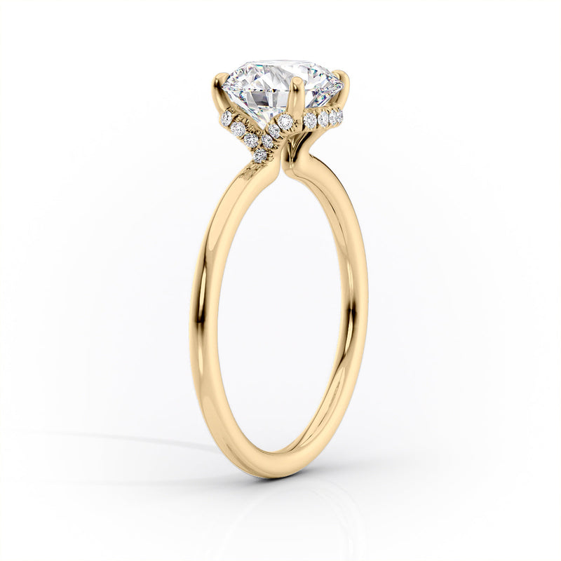 2.5 CT Round Cut Moissanite Diamond Ring With Partial Hidden Halo