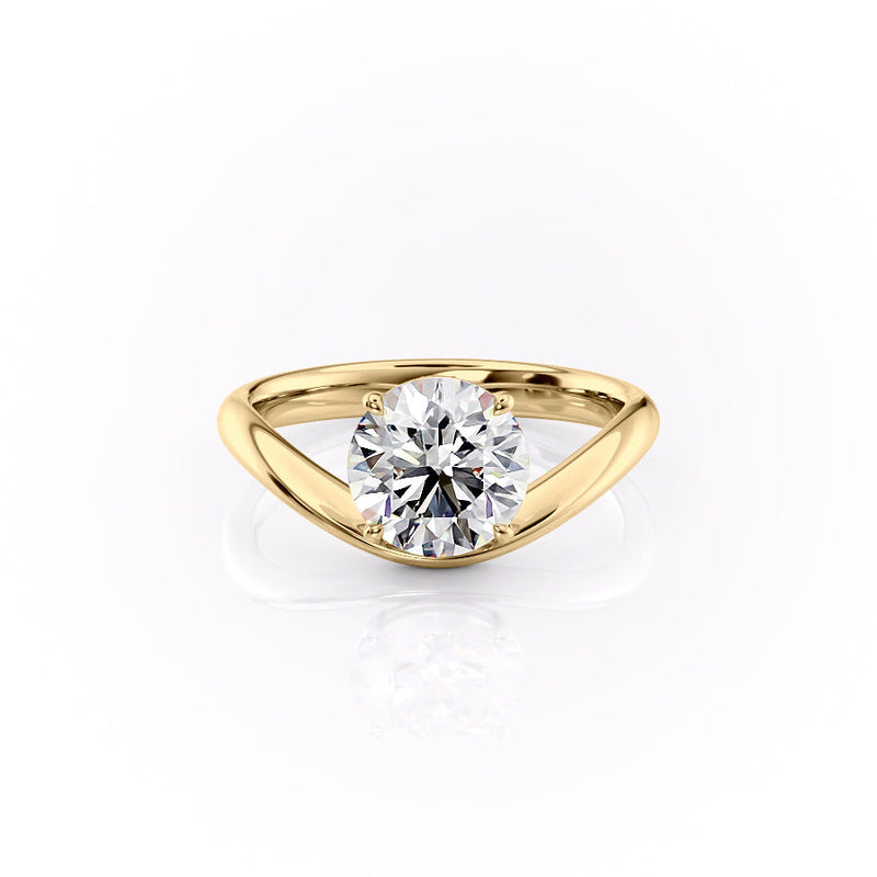 2.5 CT Round Cut Moissanite Diamond Ring With Unique Curves Band