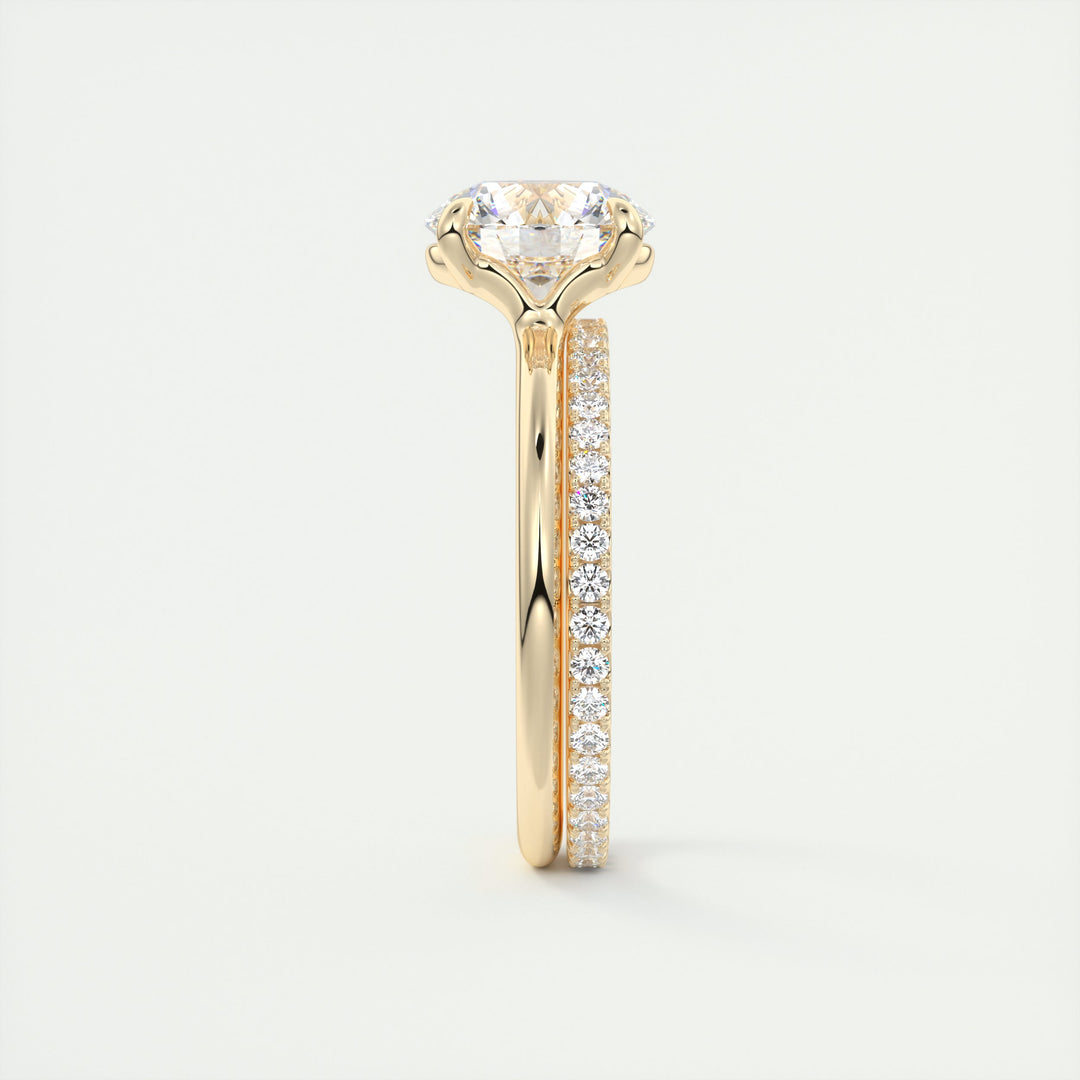2 CT Round Flush Stacking Low Profile Solitaire Moissanite Engagement Ring