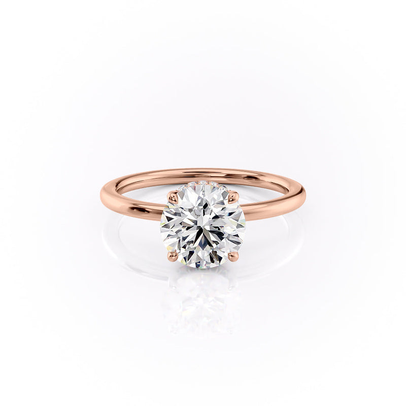 2.5 CT Round Cut Moissanite Diamond Ring With Partial Hidden Halo